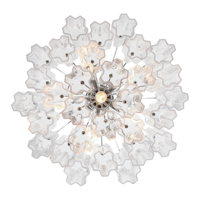 Crystorama Addis 7 Light Flush Mount, Chrome/Tronchi Glass Clear