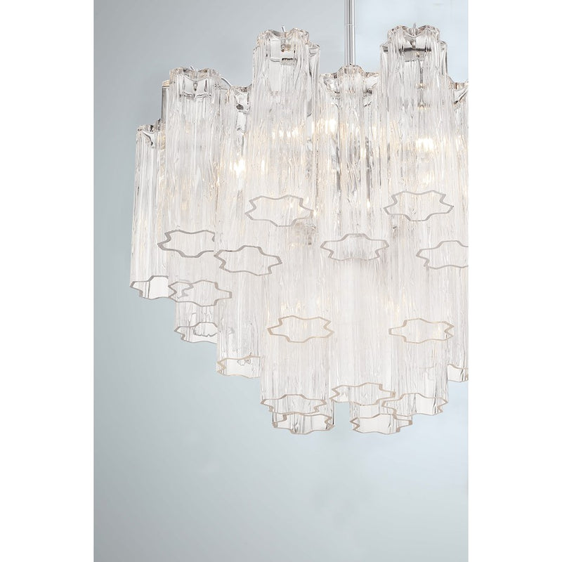 Crystorama Addis 7 Light Flush Mount, Chrome/Tronchi Glass Clear
