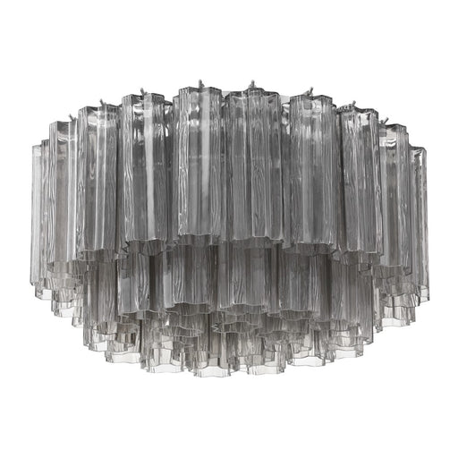 Crystorama Addis 7 Light Flush Mount, Chrome/Tronchi Glass Smoke