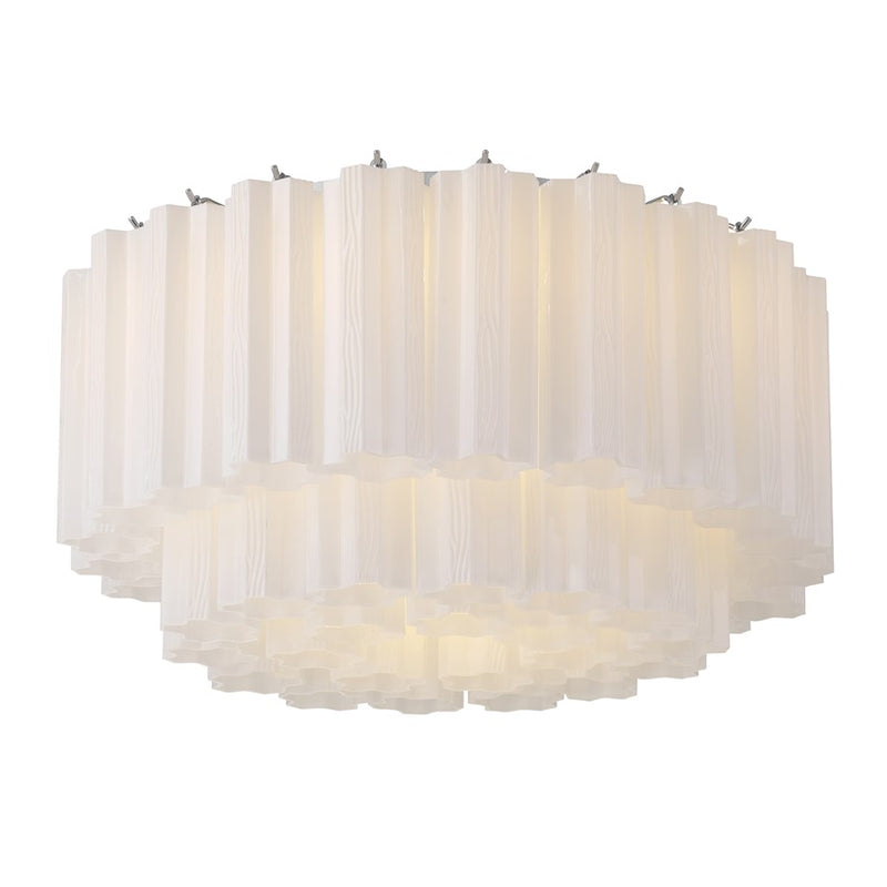 Crystorama Addis 7 Light Flush Mount, Chrome/Tronchi Glass White