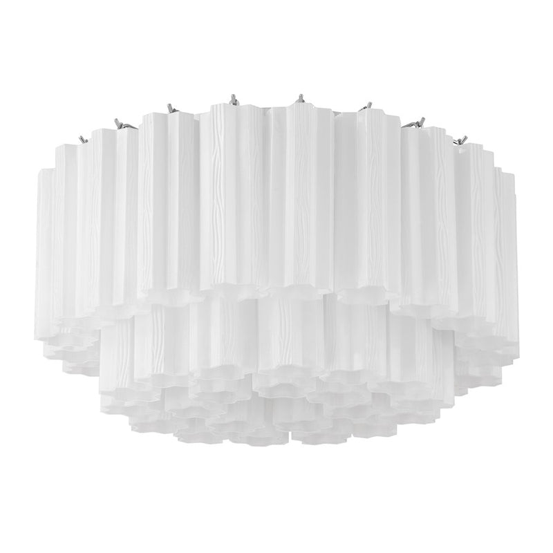 Crystorama Addis 7 Light Flush Mount, Chrome/Tronchi Glass White
