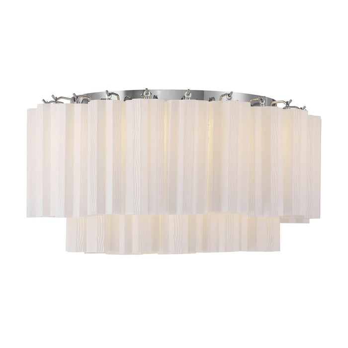 Crystorama Addis 7 Light Flush Mount, Chrome/Tronchi Glass White