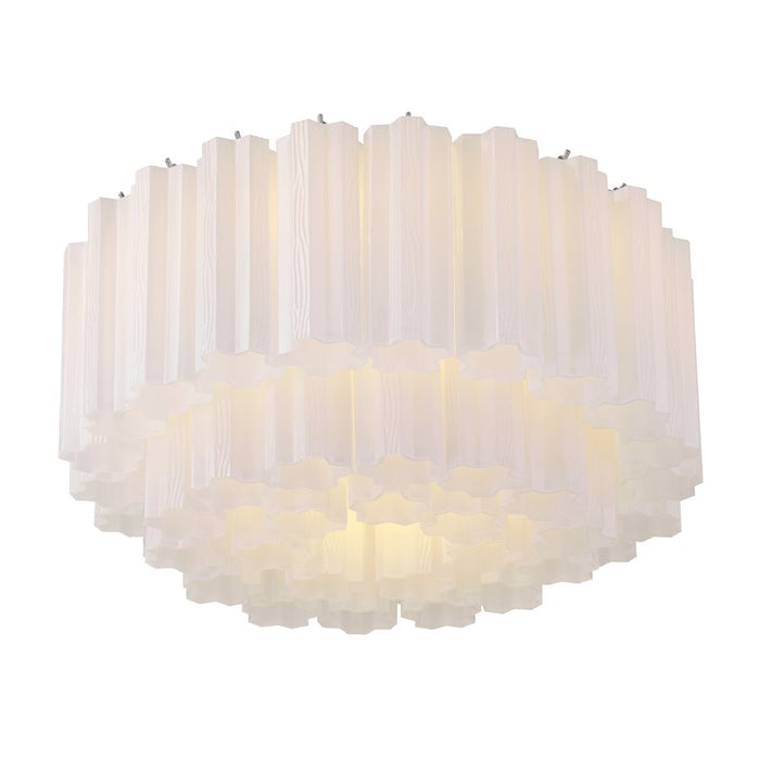 Crystorama Addis 7 Light Flush Mount, Chrome/Tronchi Glass White