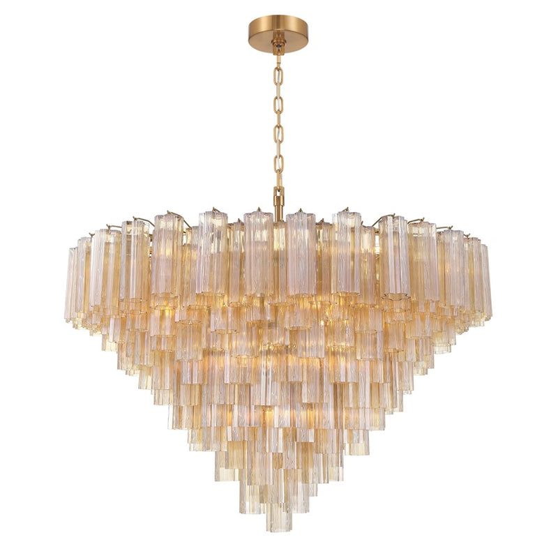 Crystorama Addis 28 Light 49" Chandelier, Aged Brass/Amber
