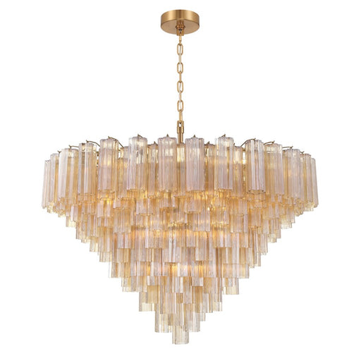 Crystorama Addis 28 Light 49" Chandelier, Aged Brass/Amber - ADD-327-AG-AM
