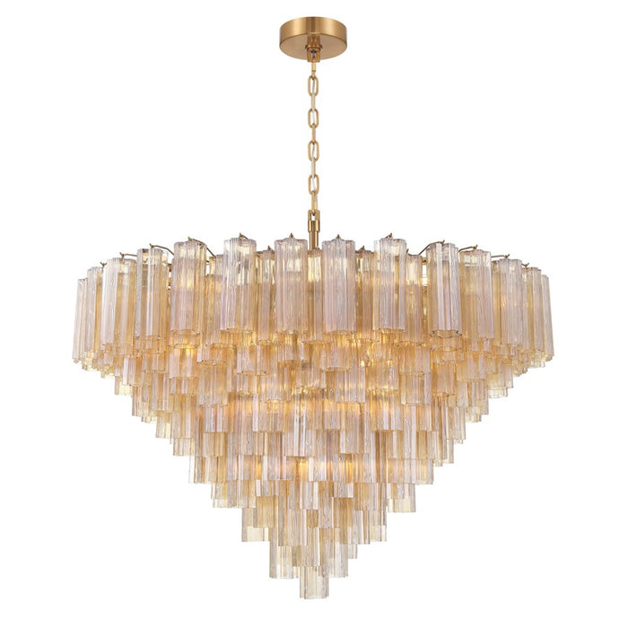 Crystorama Addis 28 Light 49" Chandelier, Aged Brass/Amber - ADD-327-AG-AM