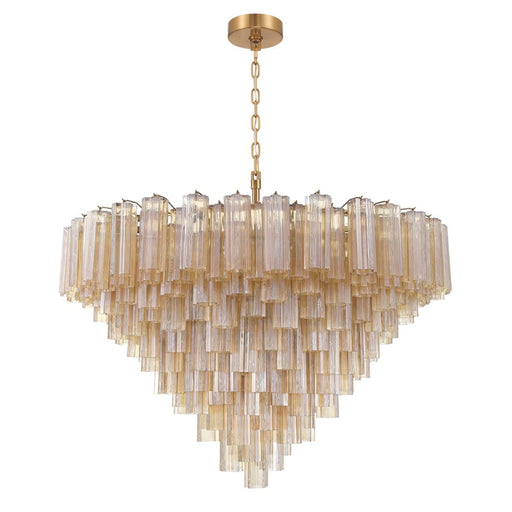 Crystorama Addis 28 Light 49" Chandelier, Aged Brass/Amber