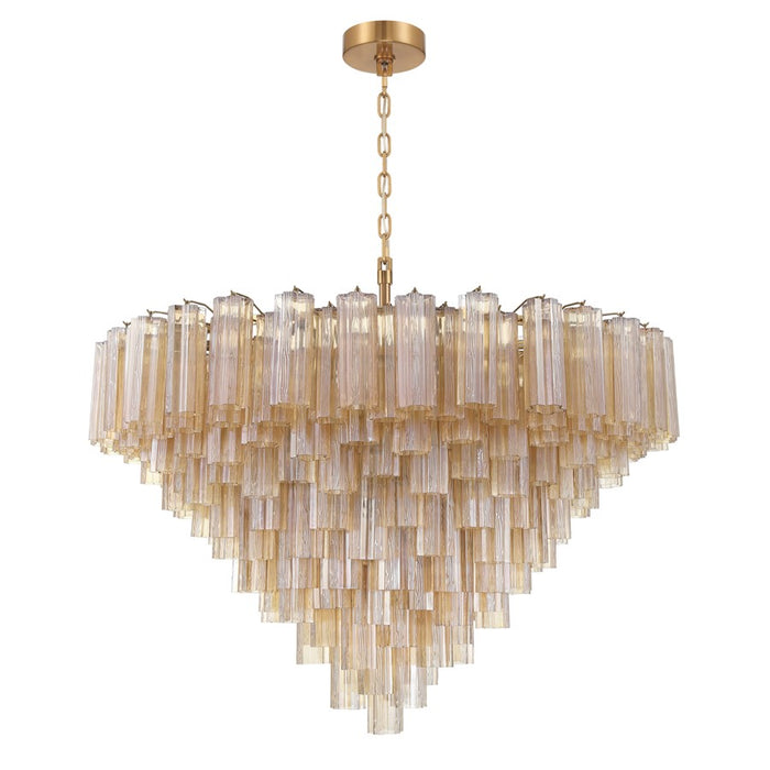 Crystorama Addis 28 Light 49" Chandelier, Aged Brass/Amber