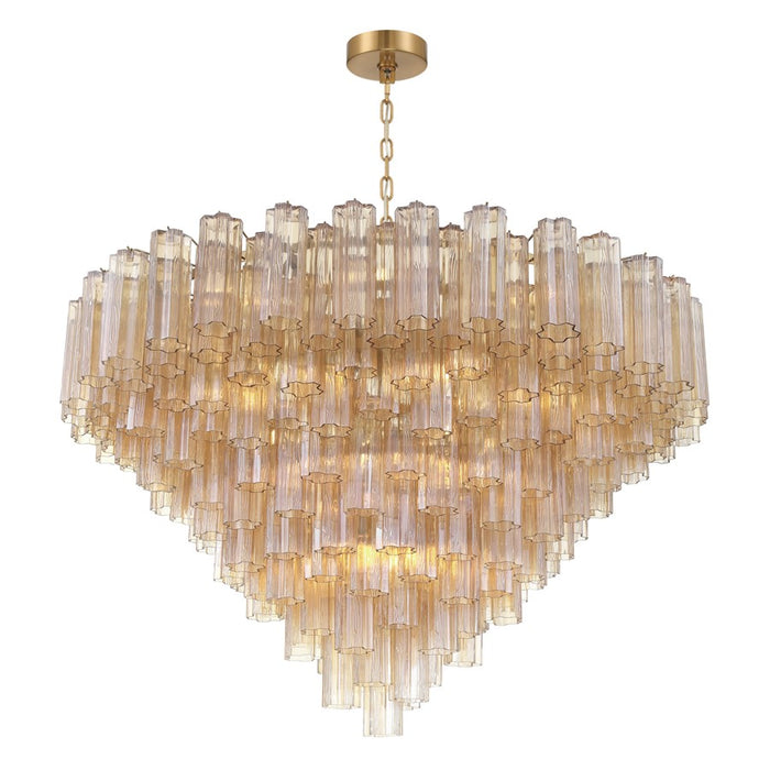 Crystorama Addis 28 Light 49" Chandelier, Aged Brass/Amber