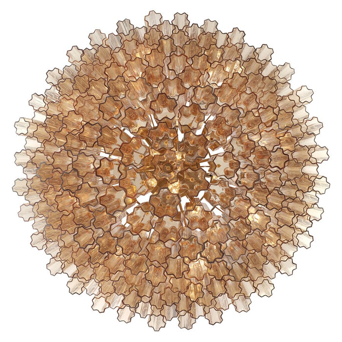 Crystorama Addis 28 Light 49" Chandelier, Aged Brass/Amber