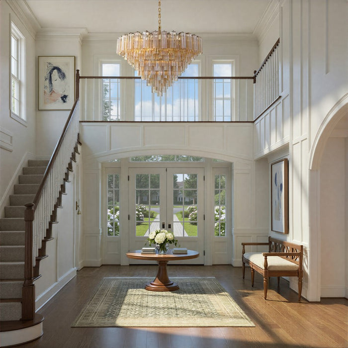 Crystorama Addis 28 Light 49" Chandelier, Aged Brass/Amber