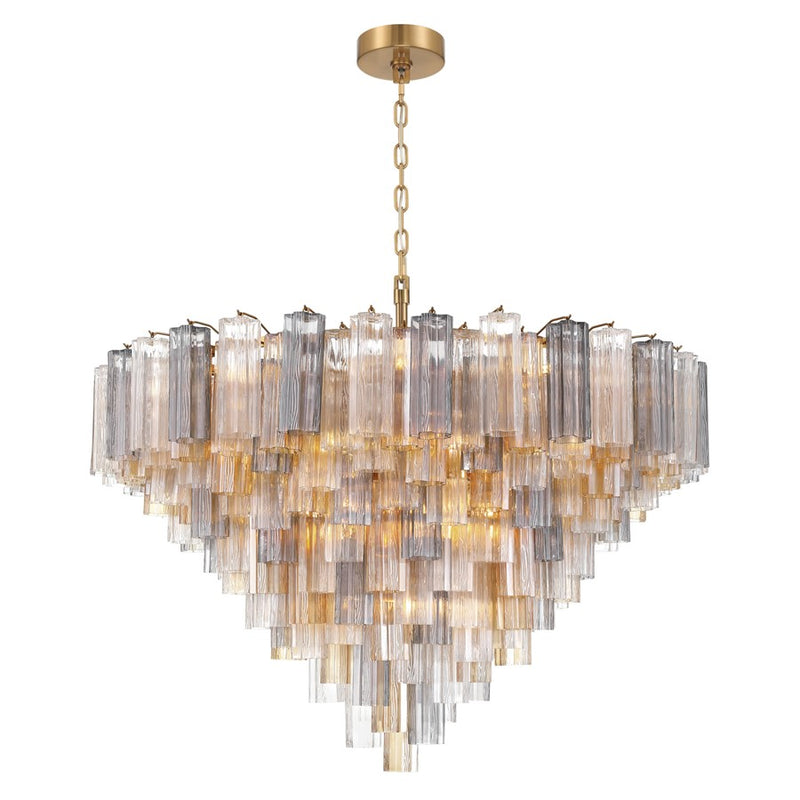 Crystorama Addis 28 Light 49" Chandelier, Aged Brass/Autumn