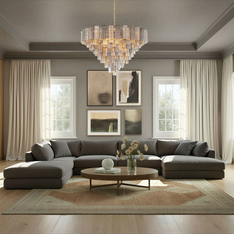 Crystorama Addis 28 Light 49" Chandelier, Aged Brass/Autumn