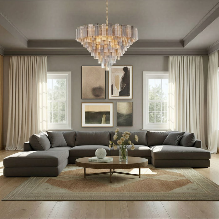 Crystorama Addis 28 Light 49" Chandelier, Aged Brass/Autumn