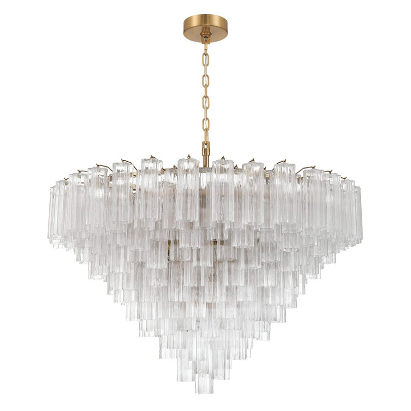 Crystorama Addis 28 Light 49" Chandelier, Aged Brass/Clear