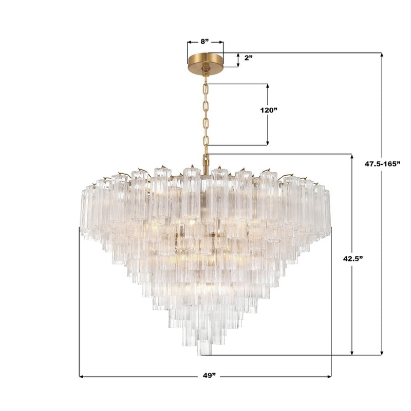 Crystorama Addis 28 Light 49" Chandelier, Aged Brass/Clear