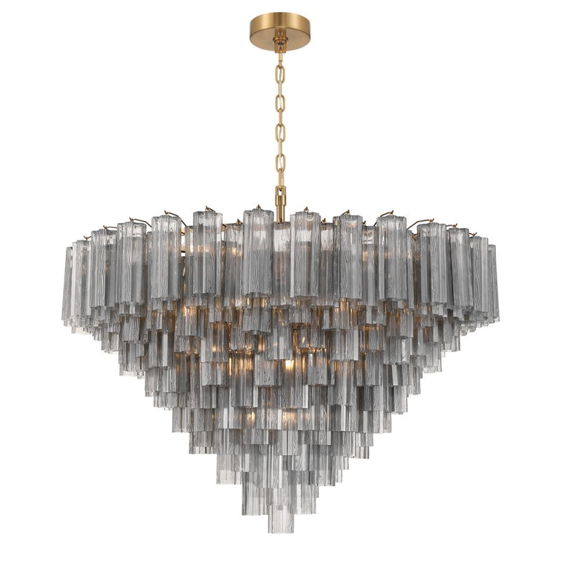 Crystorama Addis 28 Light 49" Chandelier, Aged Brass/Smoke
