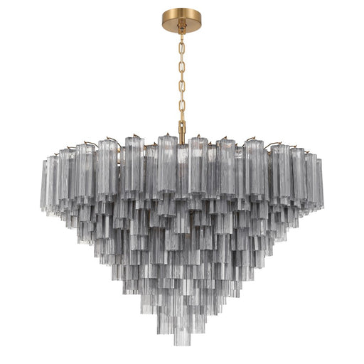 Crystorama Addis 28 Light 49" Chandelier, Aged Brass/Smoke