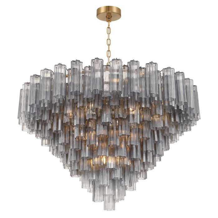 Crystorama Addis 28 Light 49" Chandelier, Aged Brass/Smoke