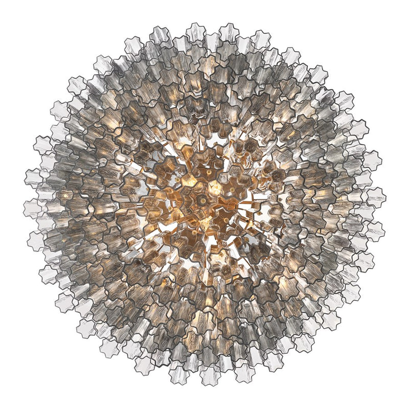 Crystorama Addis 28 Light 49" Chandelier, Aged Brass/Smoke