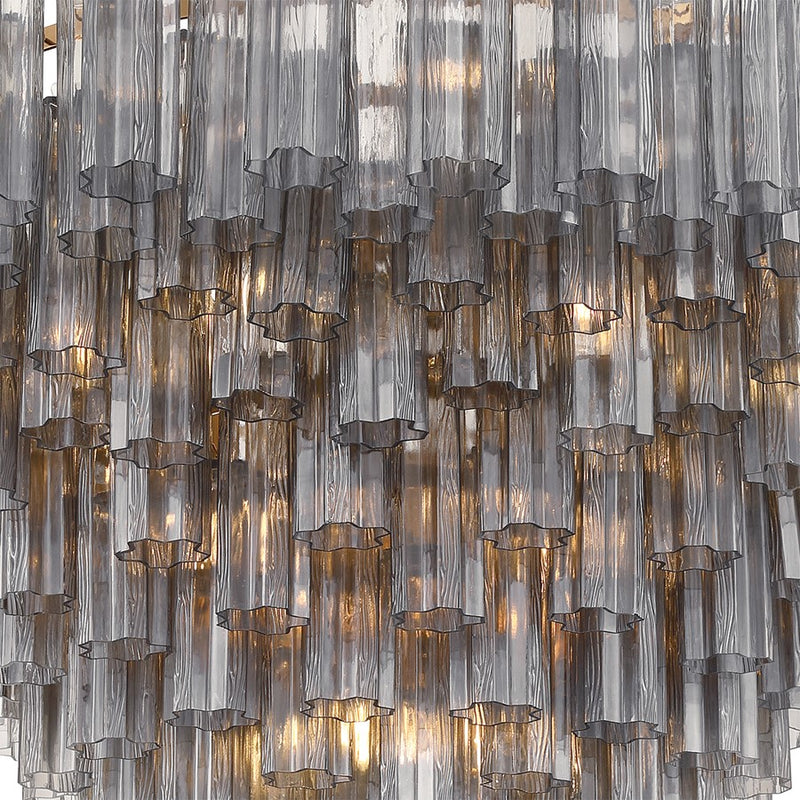 Crystorama Addis 28 Light 49" Chandelier, Aged Brass/Smoke