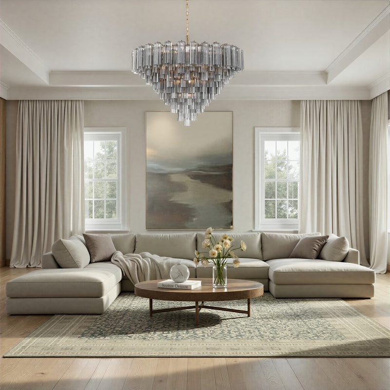 Crystorama Addis 28 Light 49" Chandelier, Aged Brass/Smoke