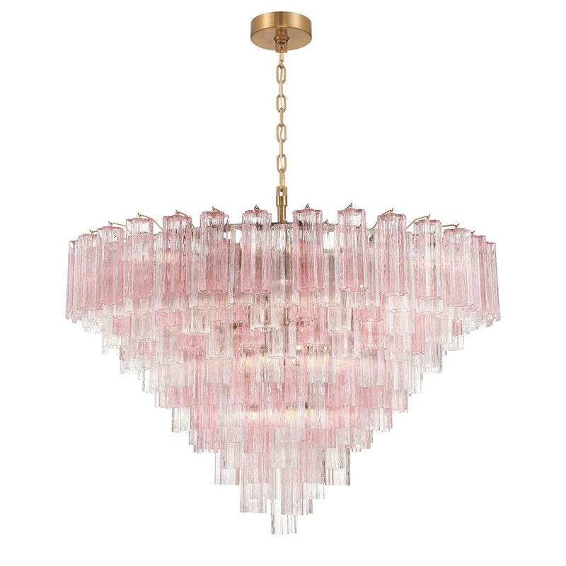 Crystorama Addis 28 Light 49" Chandelier, Aged Brass/Spring