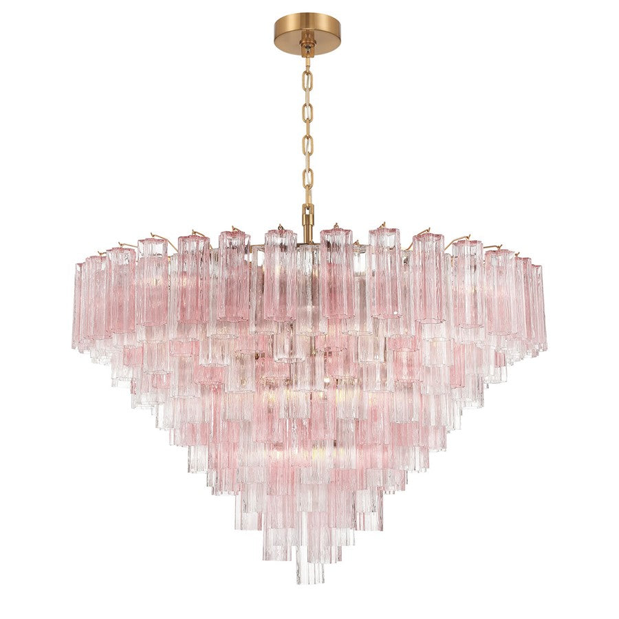 Crystorama Addis 28 Light 49" Chandelier, Aged Brass/Spring - ADD-327-AG-SP