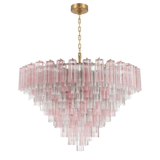 Crystorama Addis 28 Light 49" Chandelier, Aged Brass/Spring