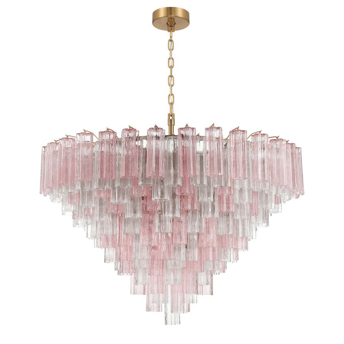 Crystorama Addis 28 Light 49" Chandelier, Aged Brass/Spring