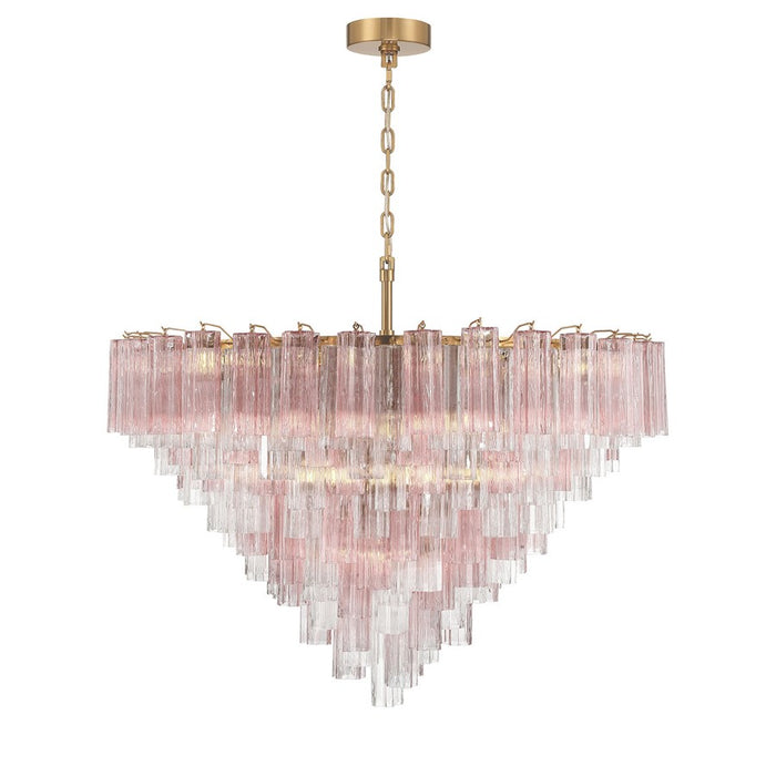 Crystorama Addis 28 Light 49" Chandelier, Aged Brass/Spring