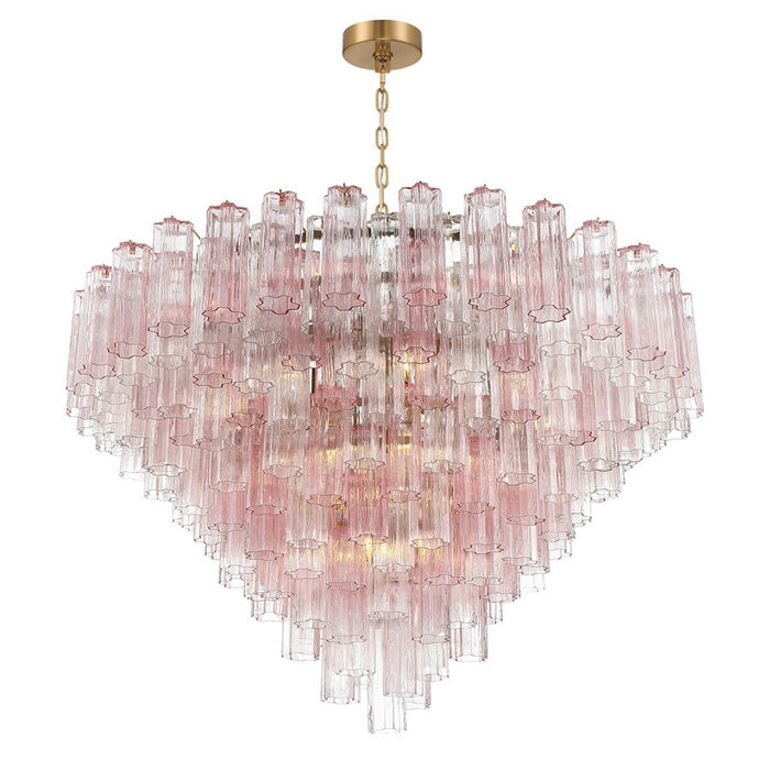Crystorama Addis 28 Light 49" Chandelier, Aged Brass/Spring