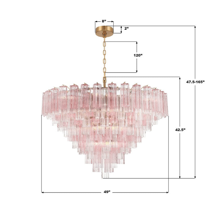 Crystorama Addis 28 Light 49" Chandelier, Aged Brass/Spring