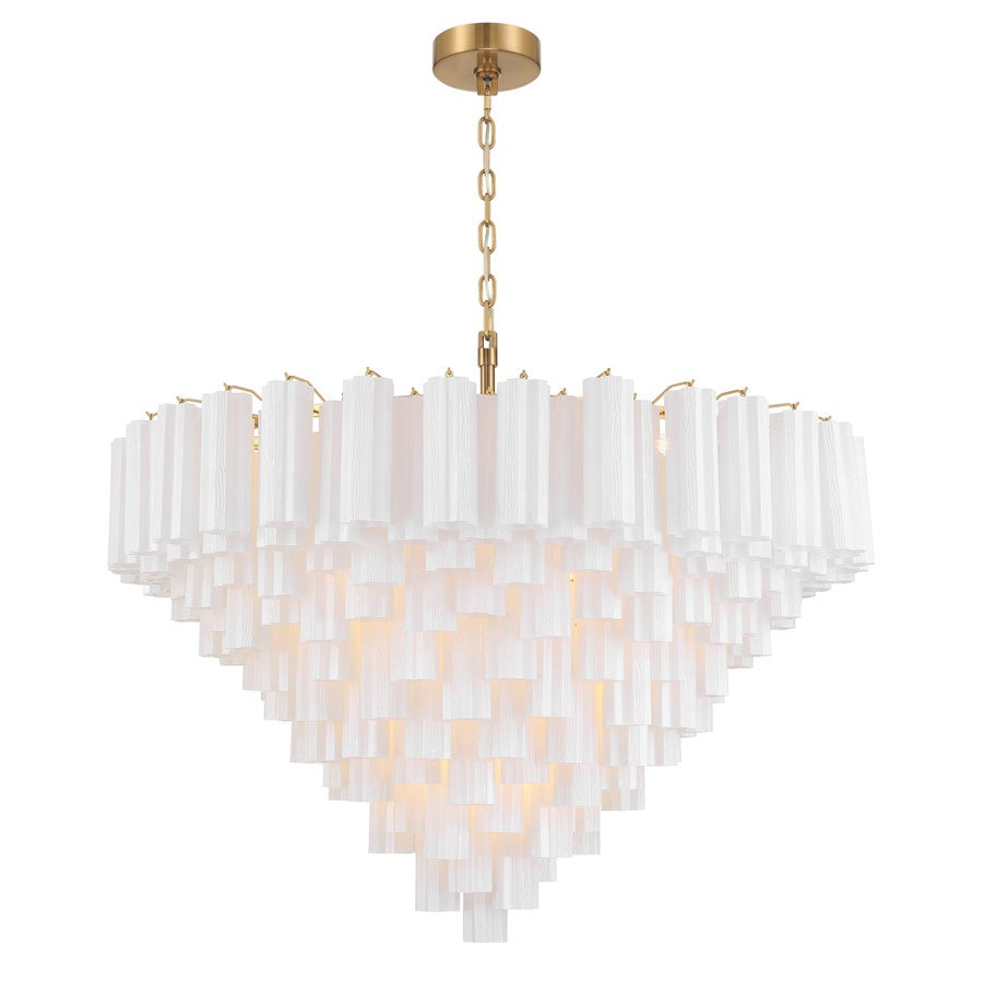 Crystorama Addis 28 Light 49" Chandelier, Aged Brass/White - ADD-327-AG-WH
