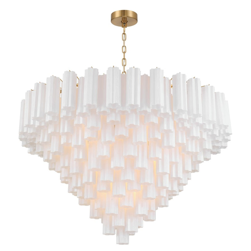 Crystorama Addis 28 Light 49" Chandelier, Aged Brass/White