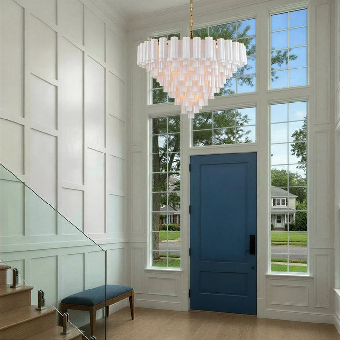 Crystorama Addis 28 Light 49" Chandelier, Aged Brass/White