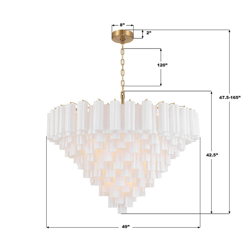 Crystorama Addis 28 Light 49" Chandelier, Aged Brass/White