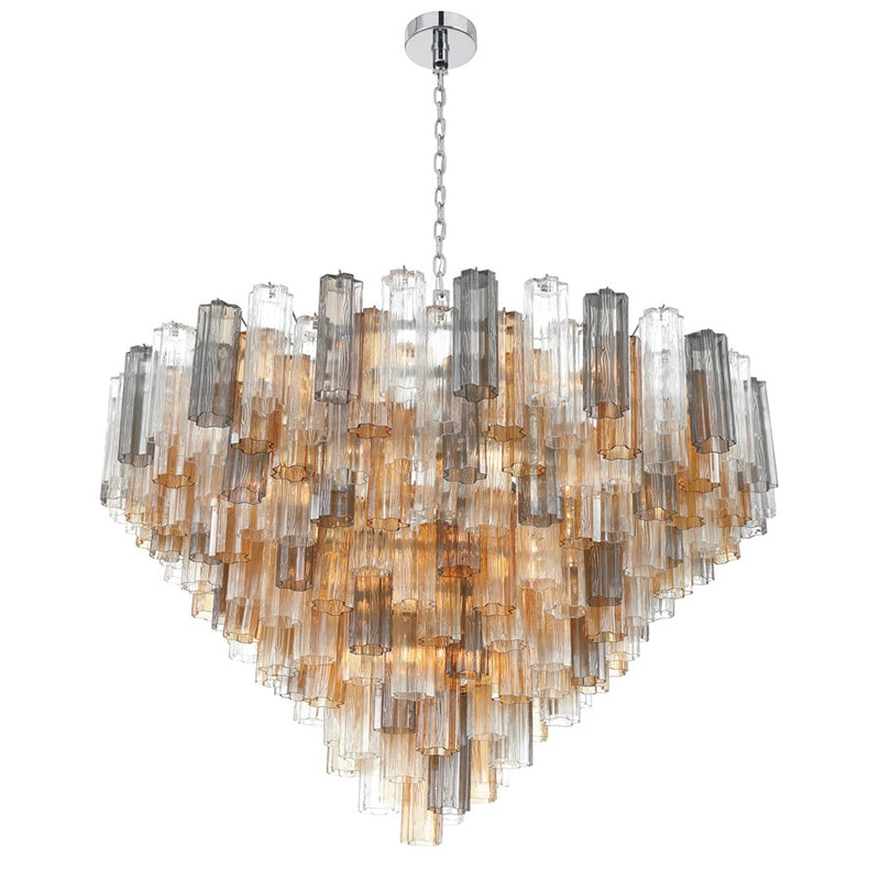 Crystorama Addis 28 Light 49" Chandelier, Polished Chrome/Autumn