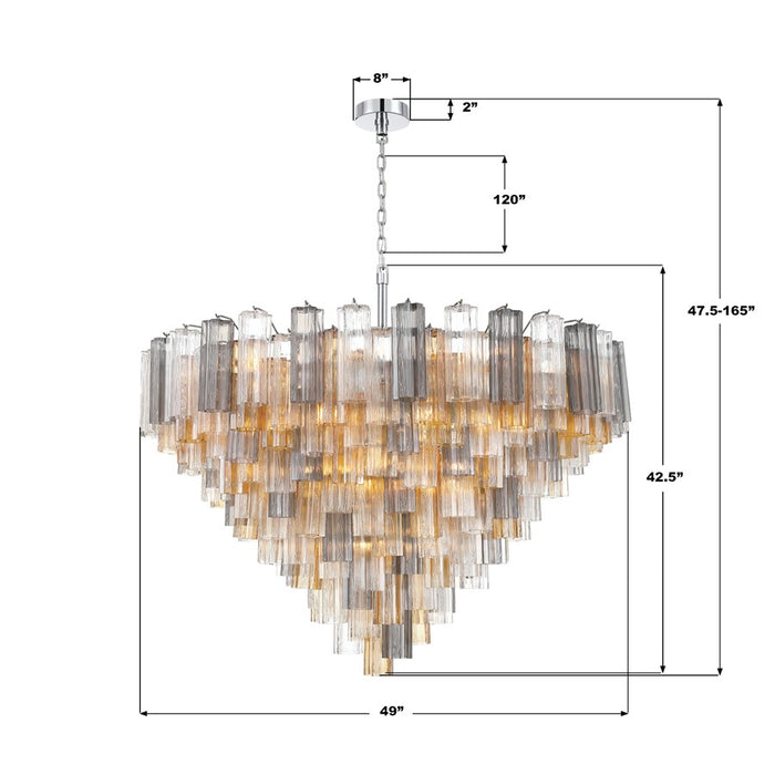 Crystorama Addis 28 Light 49" Chandelier, Polished Chrome/Autumn