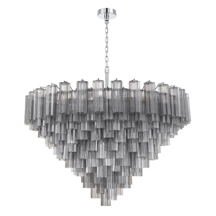 Crystorama Addis 28 Light 49" Chandelier, Polished Chrome/Smoke