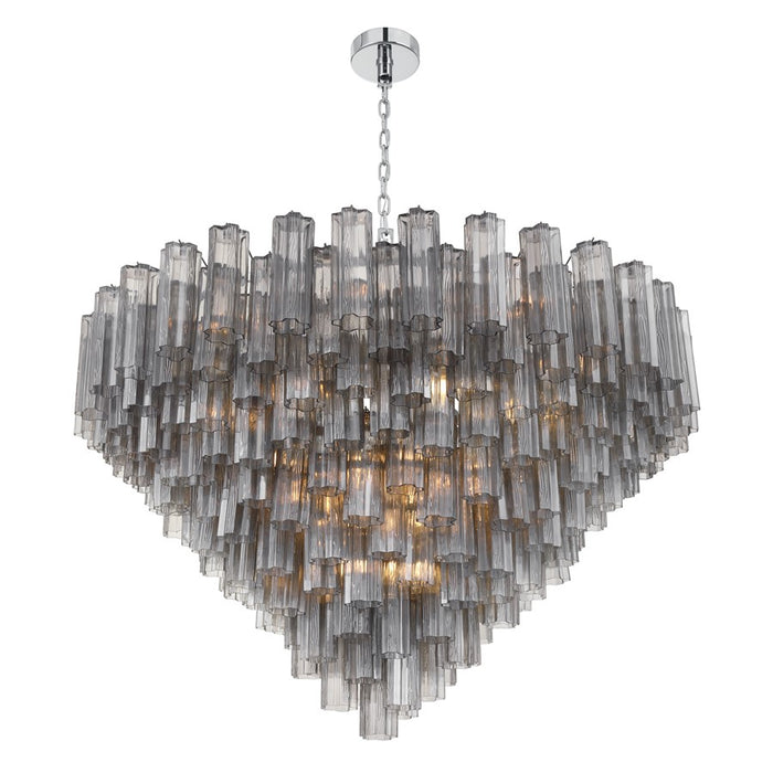 Crystorama Addis 28 Light 49" Chandelier, Polished Chrome/Smoke