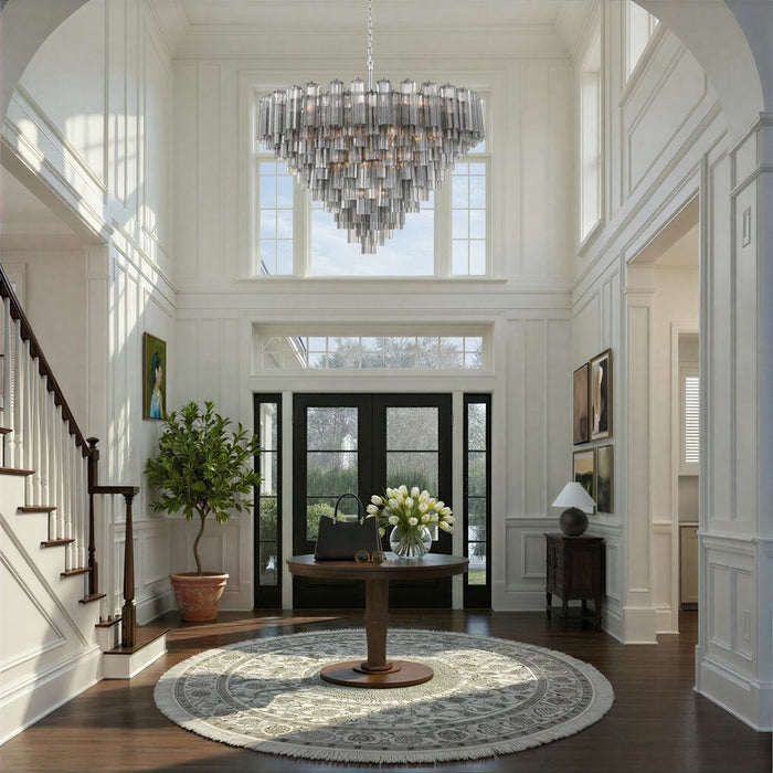 Crystorama Addis 28 Light 49" Chandelier, Polished Chrome/Smoke