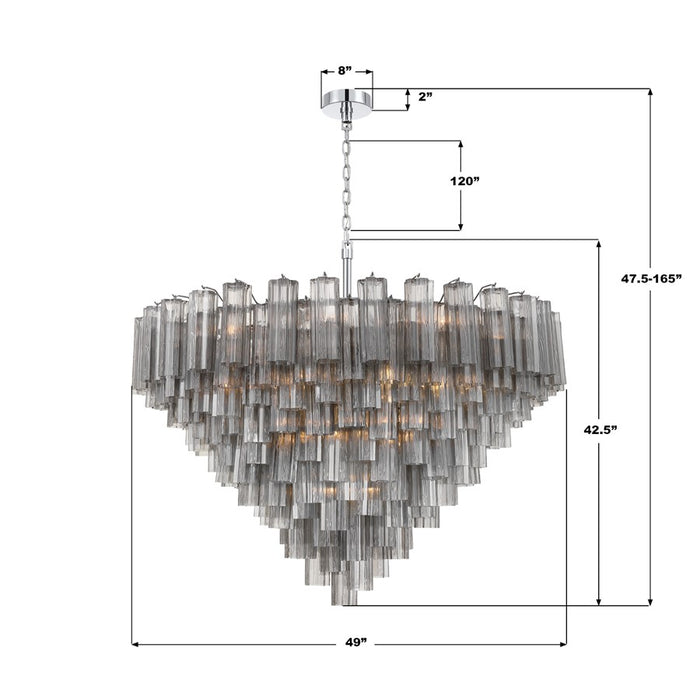 Crystorama Addis 28 Light 49" Chandelier, Polished Chrome/Smoke
