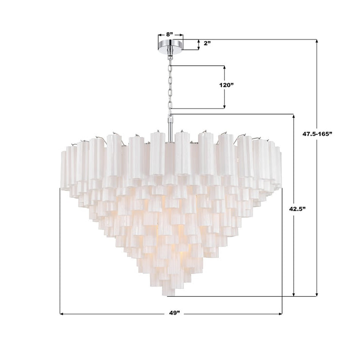 Crystorama Addis 28 Light 49" Chandelier, Polished Chrome/White