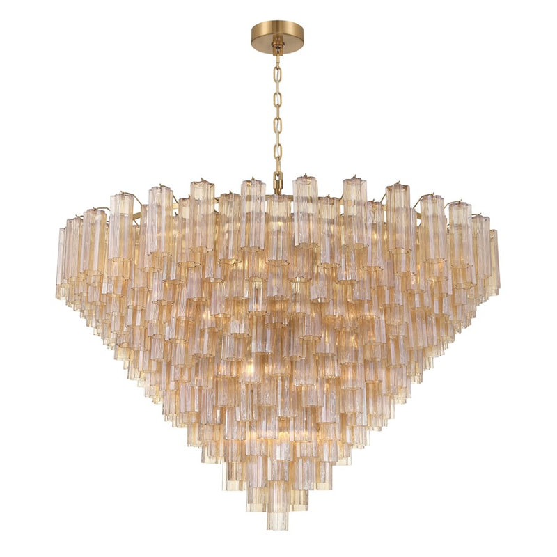 Crystorama Addis 40 Light 62" Chandelier, Aged Brass/Amber