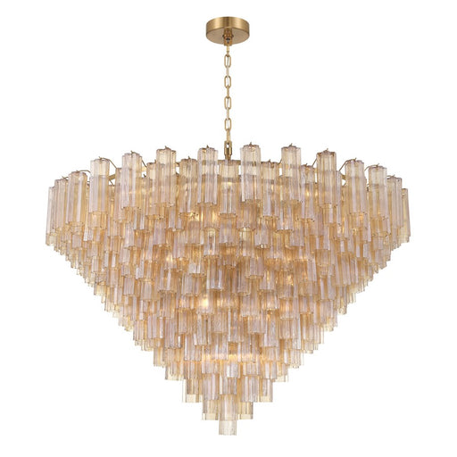 Crystorama Addis 40 Light 62" Chandelier, Aged Brass/Amber - ADD-329-AG-AM