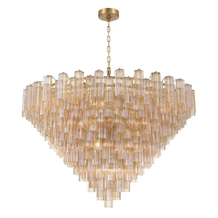 Crystorama Addis 40 Light 62" Chandelier, Aged Brass/Amber - ADD-329-AG-AM