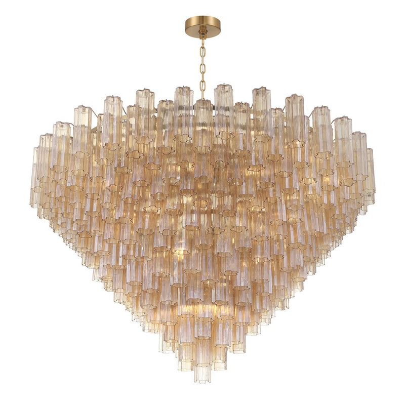 Crystorama Addis 40 Light 62" Chandelier, Aged Brass/Amber