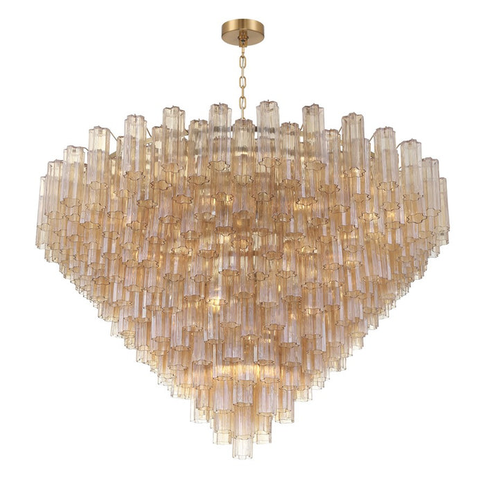Crystorama Addis 40 Light 62" Chandelier, Aged Brass/Amber