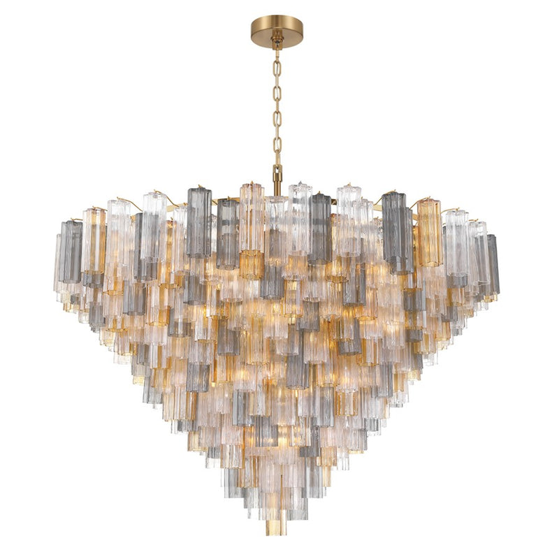 Crystorama Addis 40 Light 62" Chandelier, Aged Brass/Autumn